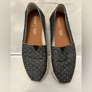 TOMS Women's Demin and White Polka Dot Flats